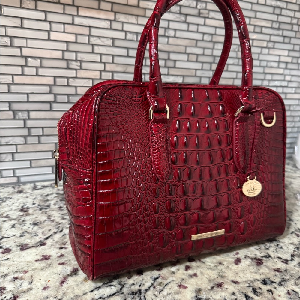 Brahmin Red Crocodile Embossed Satchel - Picture 4 of 7